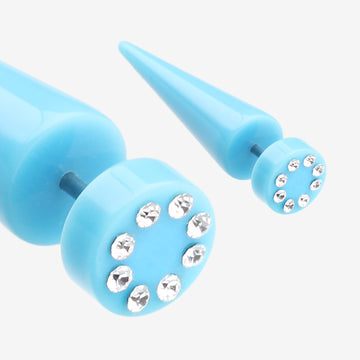 A Pair of Multi Gem Solid Acrylic Faux Taper Earring-Light Blue